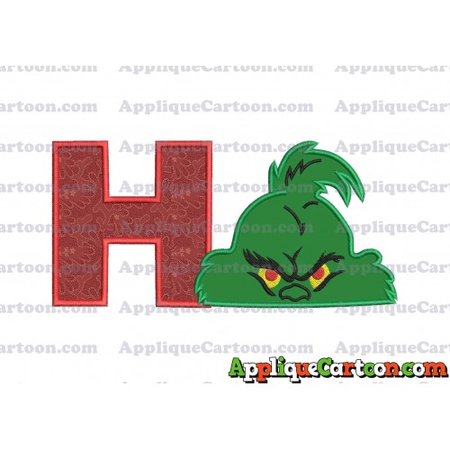 The Grinch Head Applique Embroidery Design With Alphabet H