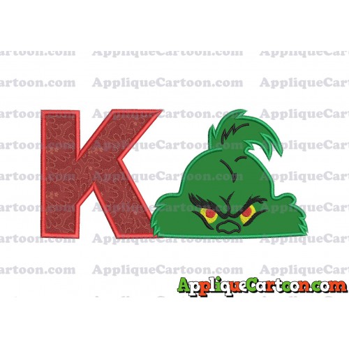 The Grinch Head Applique Embroidery Design With Alphabet K
