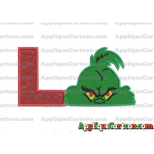 The Grinch Head Applique Embroidery Design With Alphabet L