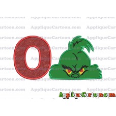 The Grinch Head Applique Embroidery Design With Alphabet O