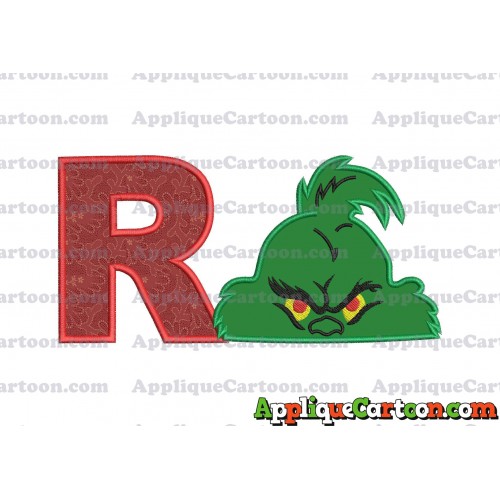 The Grinch Head Applique Embroidery Design With Alphabet R