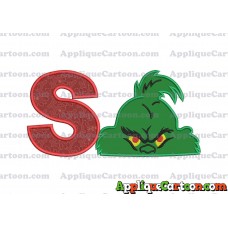 The Grinch Head Applique Embroidery Design With Alphabet S