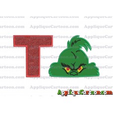 The Grinch Head Applique Embroidery Design With Alphabet T