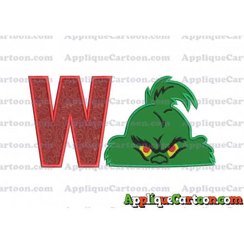 The Grinch Head Applique Embroidery Design With Alphabet W