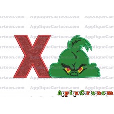 The Grinch Head Applique Embroidery Design With Alphabet X