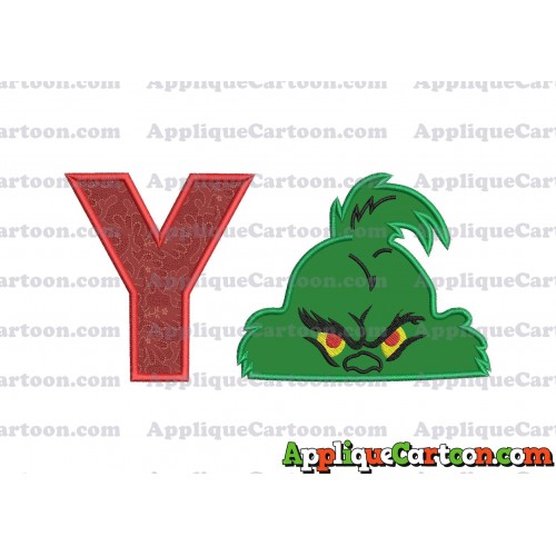 The Grinch Head Applique Embroidery Design With Alphabet Y