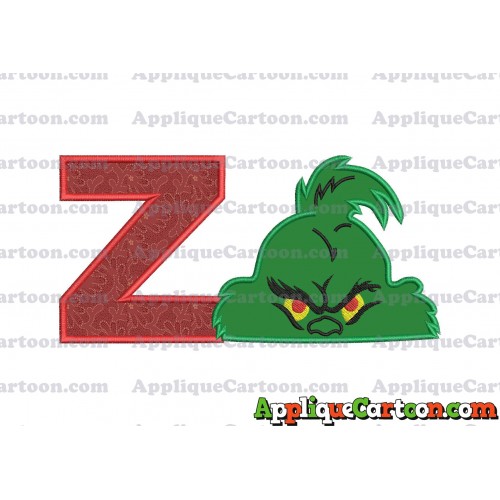 The Grinch Head Applique Embroidery Design With Alphabet Z