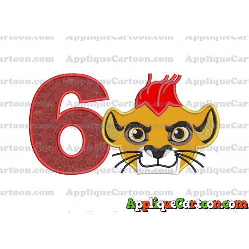 The Lion Guard Head Applique Embroidery Design Birthday Number 6
