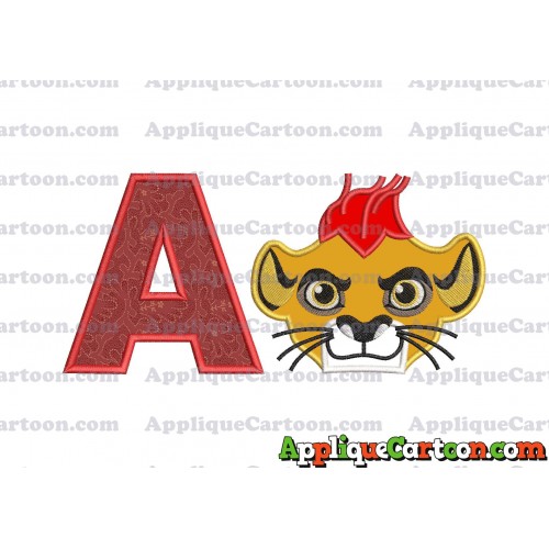 The Lion Guard Head Applique Embroidery Design With Alphabet A