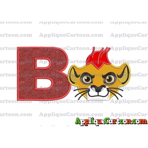The Lion Guard Head Applique Embroidery Design With Alphabet B