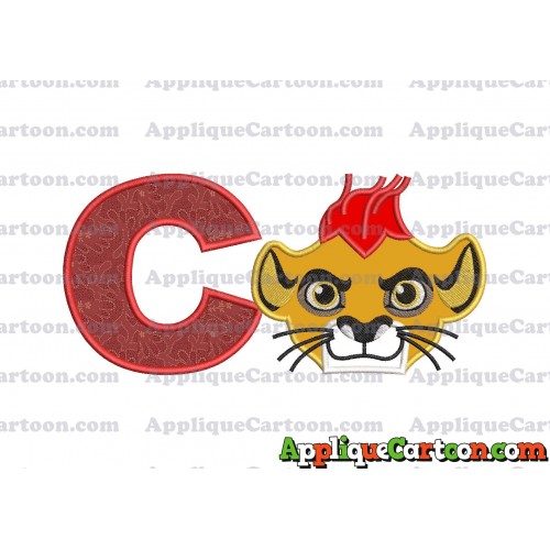 The Lion Guard Head Applique Embroidery Design With Alphabet C