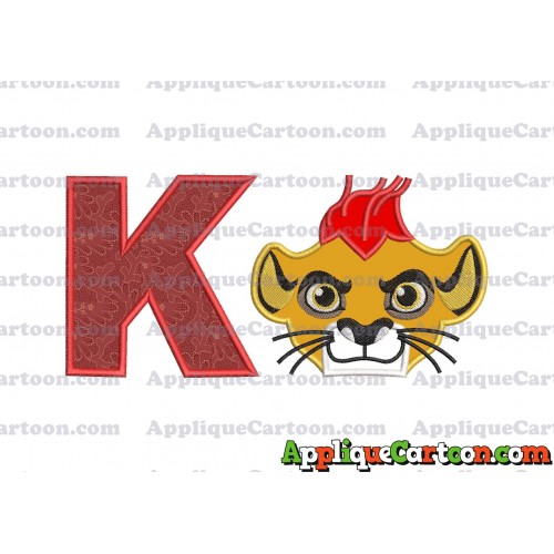 The Lion Guard Head Applique Embroidery Design With Alphabet K