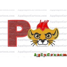 The Lion Guard Head Applique Embroidery Design With Alphabet P
