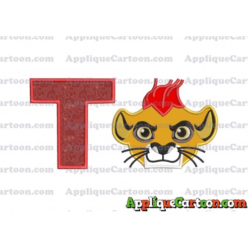 The Lion Guard Head Applique Embroidery Design With Alphabet T