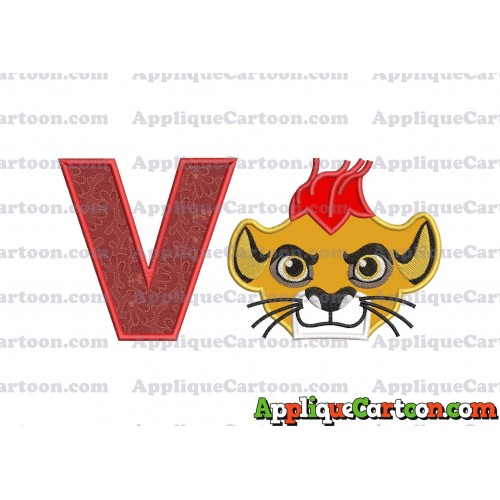 The Lion Guard Head Applique Embroidery Design With Alphabet V