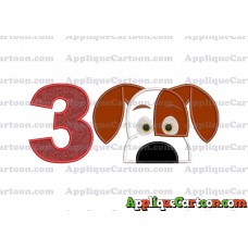 The Secret Life Of Pets Applique Embroidery Design Birthday Number 3