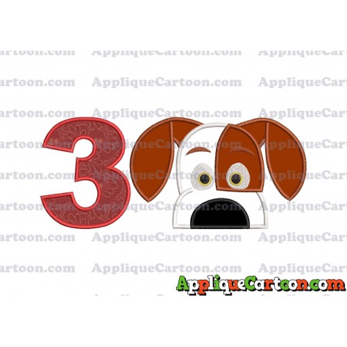 The Secret Life Of Pets Applique Embroidery Design Birthday Number 3