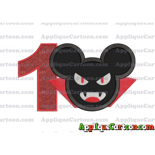 The Vampire Mickey Ears Applique Design Birthday Number 1