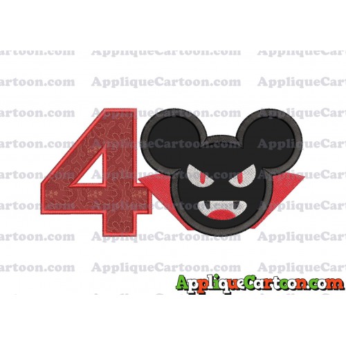 The Vampire Mickey Ears Applique Design Birthday Number 4