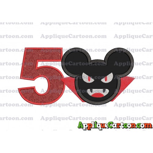 The Vampire Mickey Ears Applique Design Birthday Number 5