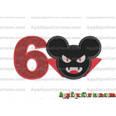 The Vampire Mickey Ears Applique Design Birthday Number 6