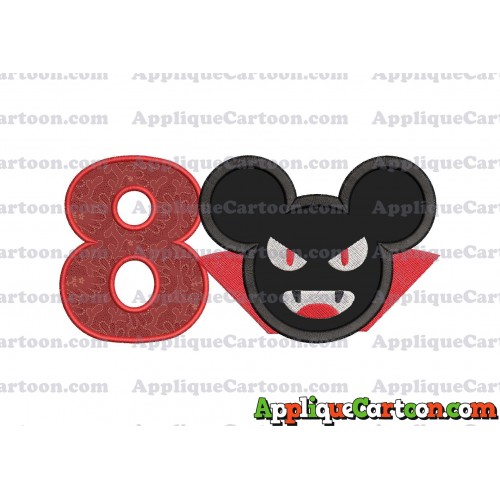 The Vampire Mickey Ears Applique Design Birthday Number 8