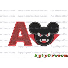 The Vampire Mickey Ears Applique Design With Alphabet A
