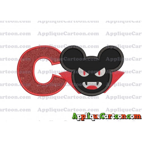 The Vampire Mickey Ears Applique Design With Alphabet C