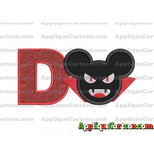 The Vampire Mickey Ears Applique Design With Alphabet D
