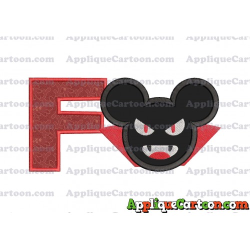 The Vampire Mickey Ears Applique Design With Alphabet F