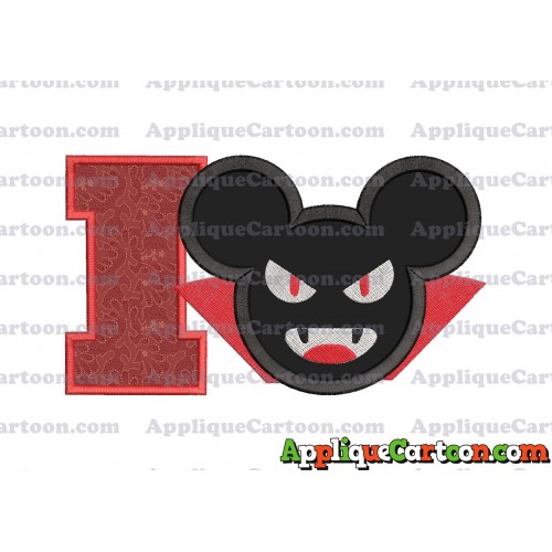 The Vampire Mickey Ears Applique Design With Alphabet I