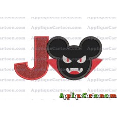 The Vampire Mickey Ears Applique Design With Alphabet J