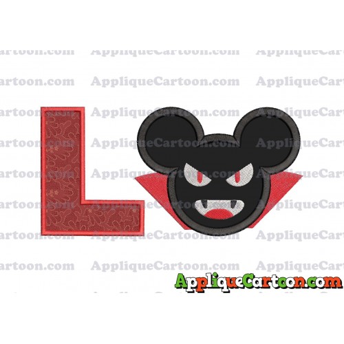 The Vampire Mickey Ears Applique Design With Alphabet L