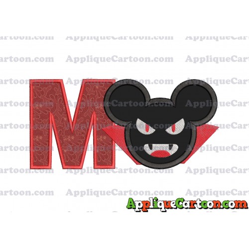 The Vampire Mickey Ears Applique Design With Alphabet M
