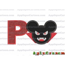 The Vampire Mickey Ears Applique Design With Alphabet P