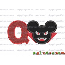 The Vampire Mickey Ears Applique Design With Alphabet Q