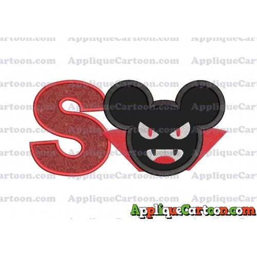 The Vampire Mickey Ears Applique Design With Alphabet S