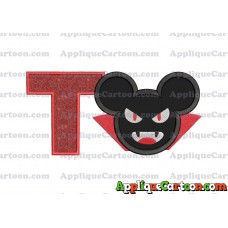 The Vampire Mickey Ears Applique Design With Alphabet T