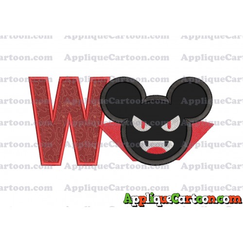 The Vampire Mickey Ears Applique Design With Alphabet W