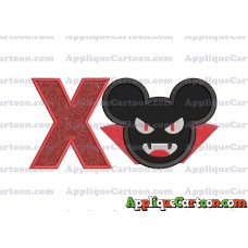 The Vampire Mickey Ears Applique Design With Alphabet X
