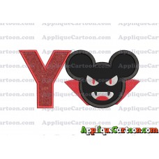 The Vampire Mickey Ears Applique Design With Alphabet Y