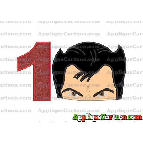 The Wolverine Head Applique Embroidery Design Birthday Number 1