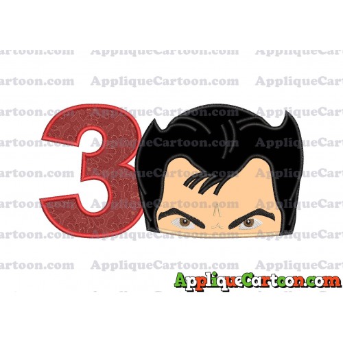 The Wolverine Head Applique Embroidery Design Birthday Number 3