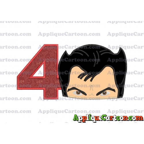 The Wolverine Head Applique Embroidery Design Birthday Number 4