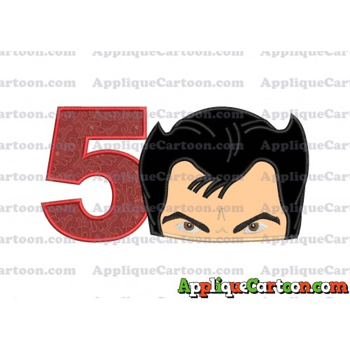 The Wolverine Head Applique Embroidery Design Birthday Number 5