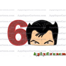 The Wolverine Head Applique Embroidery Design Birthday Number 6