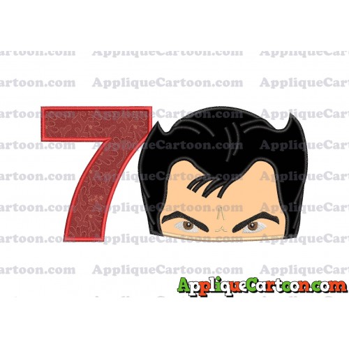 The Wolverine Head Applique Embroidery Design Birthday Number 7