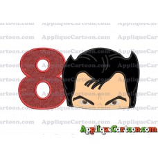 The Wolverine Head Applique Embroidery Design Birthday Number 8