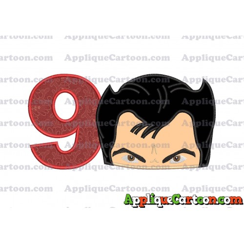 The Wolverine Head Applique Embroidery Design Birthday Number 9