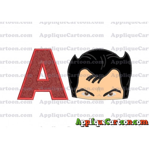 The Wolverine Head Applique Embroidery Design With Alphabet A